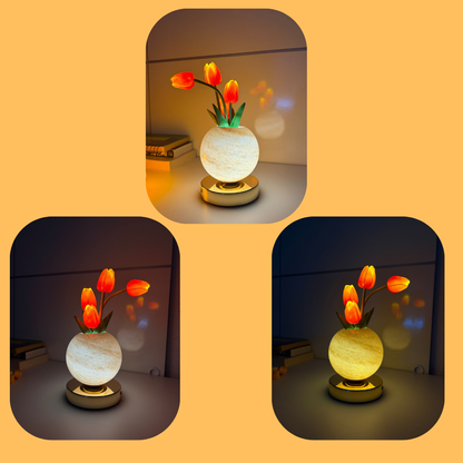 Lámpara de tulipanes con 3 tonos de luz diferentes .