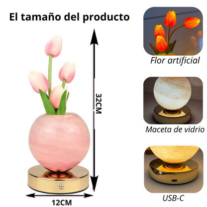 Lámpara de tulipanes con 3 tonos de luz diferentes .